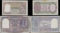 India Reserve Bank King George VI portrait (including both varieties - facing and profile) and signature Deshmukh ND 1937 - 1943 issues (2) comprising...