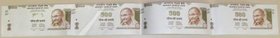 India Uncut Die Trial sheet of 4 notes Reserve Bank of India Gandhi 500 Rupees similar to Pick 106 with signature Raghuram G. Rajan and the new Rupee ...