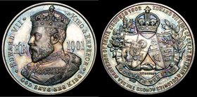 Coronation of Edward VII 1902 38mm diameter, weighing 25.25 grammes, in silver by Arthur Fenwick of Birmingham, BHM 3763, Obverse: Bust three quarters...