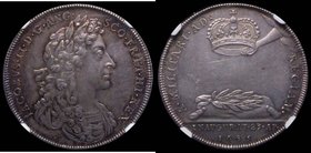 Coronation of James II 1685 34mm diameter in silver Eimer 273 the official Coronation issue Obverse: Bust right Laureate, armoured and draped, IACOBVS...