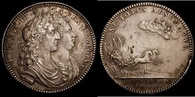 Coronation of William and Mary 1689 35mm diameter in silver by J.Roettier, Eimer 312, The Official Coronation Issue, Obverse: conjoined and draped bus...