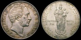 German States - Bavaria 1855 2 Gulden Restoration of the Madonna Statue Commemorative Issue, unlisted by Krause EF/GEF with some golden toning