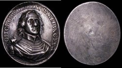Oliver Cromwell Lord General 1650 Oval, uniface struck from an oval die on a round flan, 30mm x 26mm in silver by T.Simon, 20.16 grammes, Eimer 180, B...