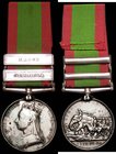 Afghanistan 1878-80 medal, two bars Charasia, Kabul to 2000 Pte.E. Baldwin, 67th Foot. Signs of old brooch mounting to obverse, Fair.
