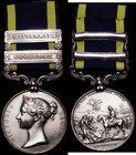 Punjab Medal 1849 2 bars Goojerat, Chilianwala to 2771 Peter Hemsley, 29th Foot. Officially impressed naming. With service details. VF.