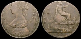 Mint Error - Mis-Strike Halfpenny 1872 obverse and reverse both double struck, two dates visible around 6mm apart, Fine/Near Fine the obverse with som...