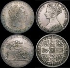 Crown 1819 LIX ESC 215, Bull 2010 GVF toned with some scratches and light tooling on the obverse visible under magnification, Florin 1849 WW obliterat...