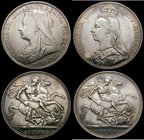 Crowns (2) 1889 ESC 299, Bull 2589, Davies 484 dies 1C, EF with some hairlines, 1896 LX ESC 311, Bull 2601, Davies 520 dies 2D NEF/GVF the reverse wit...