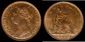 Farthing 1886 Freeman 557 dies 7+F UNC with traces of lustre, in an LCGS holder and graded LCGS 78