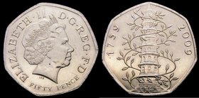 Fifty Pence 2009 250th Anniversary of Kew Gardens S.H19 A/UNC and lustrous with only minor contact marks
