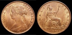 Halfpenny 1862 Freeman 289 dies 7+G UNC with some lustre, in an LCGS holder and graded LCGS 80