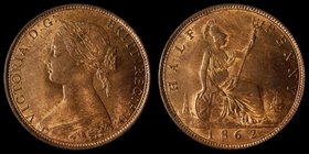 Halfpenny 1862 Freeman 289 dies 7+G, UNC with traces of lustre, in an LCGS holder and graded LCGS 80