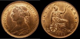 Halfpenny 1888 Freeman 359 dies 17+S UNC and lustrous, in an LCGS holder and graded LCGS 82