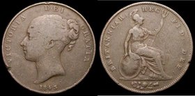 Penny 1843 REG No Colon Peck 1485 VG with some surface knocks, Very Rare, comfortably the scarcer of the two main types for this date