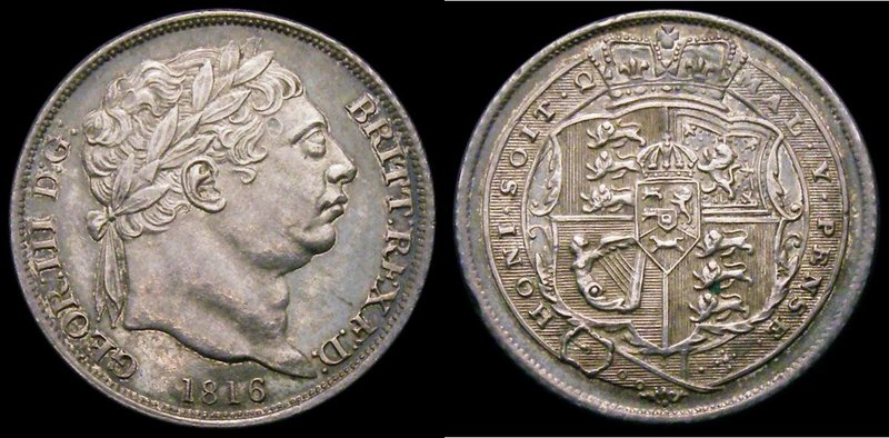 Sixpence 1816 ESC 1630, Bull 2191 UNC with prooflike obverse field and attractiv...
