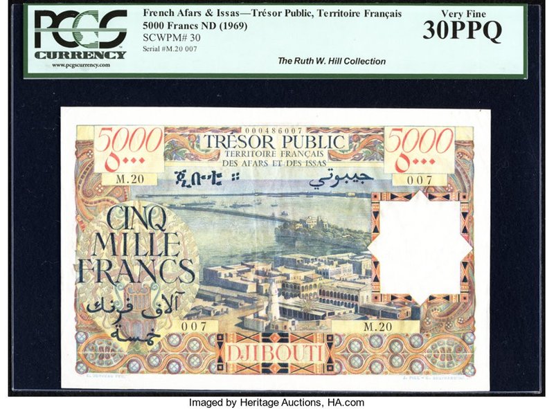 French Afars & Issas Tresor Public, Djibouti 5000 Francs ND (1969) Pick 30 PCGS ...