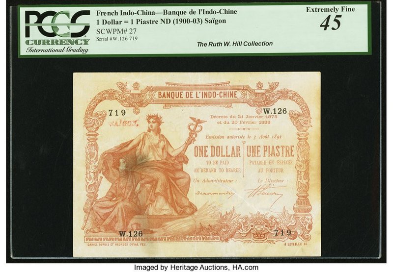 French Indochina Banque de l'Indo-Chine, Saigon 1 Dollar = 1 Piastre ND (1900-03...