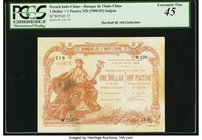 French Indochina Banque de l'Indo-Chine, Saigon 1 Dollar = 1 Piastre ND (1900-03) Pick 27 PCGS Extremely Fine 45. A very scarce variety of this popula...