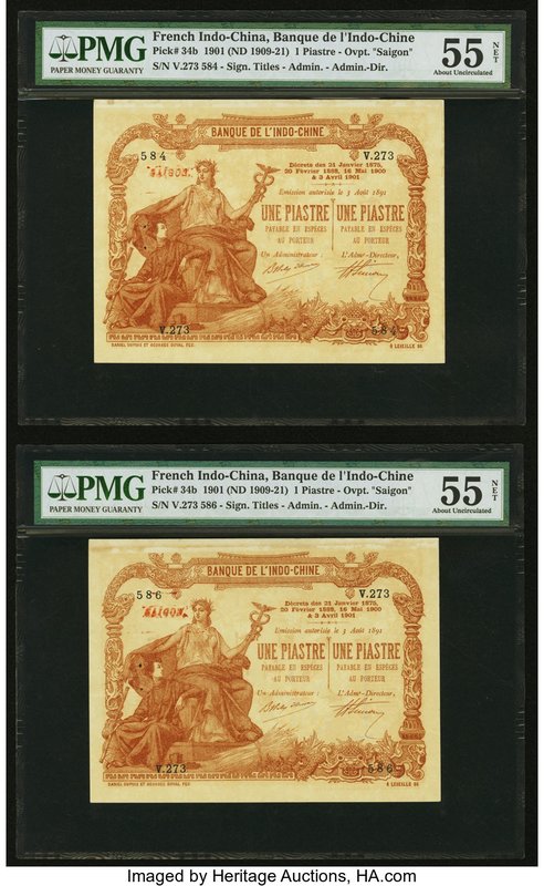 French Indochina Banque de l'Indo-Chine, Saigon 1 Piastre 1901 (ND 1909-21) Pick...