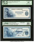 French Indochina Banque de l'Indo-Chine 100 Piastres ND (1945) Pick 78p; 78s Face Proof and Specimen PCGS Very Choice New 64; PMG About Uncirculated 5...