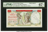 French Indochina Banque de l'Indo-Chine 20 Piastres ND (1949) Pick 81s Specimen PMG Superb Gem Unc 67 EPQ. A simply stunning Specimen, and desirable i...