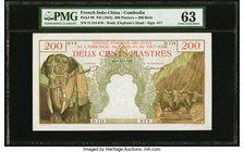 French Indochina Institut d'Emission des Etats du Cambodge, du Laos et du Viet-Nam, Cambodia Issue 200 Piastres = 200 Riels ND (1953) Pick 98 PMG Choi...