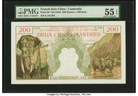 French Indochina Institut d'Emission des Etats du Cambodge, du Laos et du Viet-Nam, Cambodia Issue 200 Piastres = 200 Riels ND (1953) Pick 98 PMG Abou...