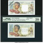 New Caledonia Banque de l'Indochine 20 Francs ND (1951-1963) Pick 50as, 50cs Choice Uncirculated and PMG Choice About Unc 58 EPQ. A nice pair featurin...
