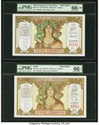 Tahiti Banque de l'Indochine 100 Franc Specimens. 100 Francs ND (1939-1965) Pick 14bs BPMG Gem Uncirculated 66 EPQ S, and a 100 Francs ND (1939-1965) ...