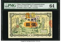 China General Bank of Communications, Canton 5 Dollars 1.3.1909 Pick A15b S/M#C126 PMG Choice Uncirculated 64. A gorgeous example from the first Gener...