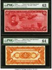 China Ta Ch'ing Government Bank 1 Dollar ND (1910) Pick A79cts1; A79cts2 S/M#T10-40 Front And Back Color Trial Specimens PMG Choice Uncirculated 63; C...