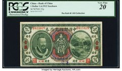 China Bank of China, Szechuen 1 Dollar 1.6.1912 Pick 25p PCGS Very Fine 20. A pleasing and very rare variety of this famous 1912 1 Dollar emission, an...