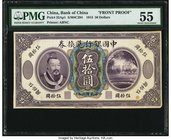 China Bank of China 50 Dollars 1913 Pick 32Ap1 S/M#C294 Front Proof PMG About Uncirculated 55. A delightful front proof with remarkable purple inks an...