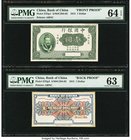 China Bank of China 1 Dollar 1.7.1915 Picks 37Dp1; 37Dp2 S/M#C294-92 Proof PMG Choice Uncirculated 64 EPQ; Choice Uncirculated 63. An iconic pair of p...