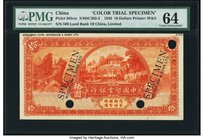 China Land Bank of China Limited 10 Dollars 1.6.1926 Pick 503cts S/M#C285-3 Color Trial Specimen PMG Choice Uncirculated 64. A gorgeous Waterlow & Son...