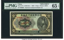 China National Commercial Bank, Ltd. 1 Yuan 1.10.1923 Pick 517s S/M#C22-1 Specimen PMG Gem Uncirculated 65 EPQ. A seconding offering of a high grade S...
