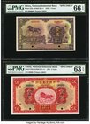 China National Industrial Bank of China 1; 5 Yuan 1924; 1931 Pick 525s; 532s Two Specimens PMG Gem Uncirculated 66 EPQ; Choice Uncirculated 63 EPQ. A ...