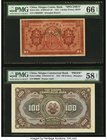 China Ningpo Commercial Bank, Shanghai 1; 100 Dollars 1.11.1921; 1.9.1925 Pick 545s; 548Bp S/M#S107-20; S107-35 Specimen; Uniface Proof PMG Gem Uncirc...