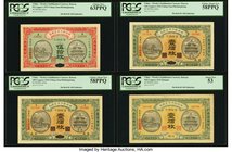 China Market Stabilization Currency Bureau 50; 100 (3) Coppers 1915 Pick 602c; 603d (2); 603f Four Examples PCGS About New 53; Choice About New 58PPQ ...