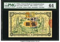 China General Bank of Communications, Canton 5 Dollars 1909 Pick A15br S/M#C126 Remainder PMG Choice Uncirculated 64. A lovely high grade example feat...