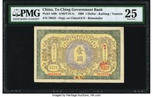 China Ta Ching Government Bank, Kaifong 1 Dollar 1.9.1906 Pick A69r S/M#T10-1c Remainder PMG Very Fine 25. A surviving example originally printed for ...
