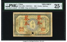 China Ta Ch'ing Government Bank, Kaifong 1 Dollar 1.9.1906 Pick A69s S/M#T10-1c Specimen PMG Very Fine 25 Net. A scarce and interesting Specimen, over...