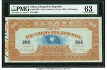 China Chung Hwa Republic 100 Dollars ND (ca.1896) Pick Unlisted S/M#C262-3 PMG Choice Uncirculated 63. A beautiful and extremely rare highest denomina...