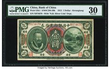 China Bank of China, Kwangtung 1 Dollar 1.6.1912 Pick 25k1 S/M#C294-30k PMG Very Fine 30. Obligation clause is in English text in the back bottom marg...