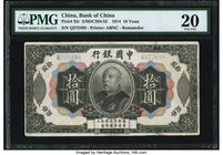 China Bank of China 10 Yuan 4.10.1914 Pick 35r S/M#C294-52 Remainder PMG Very Fine 20. An unsigned remainder without a cancellation is in this lot. Re...