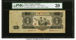 China People's Bank of China 10 Yuan 1953 Pick 870 S/M#C283-14 PMG Very Fine 20. One of the classic Chinese rarities and eminently collectible in any ...