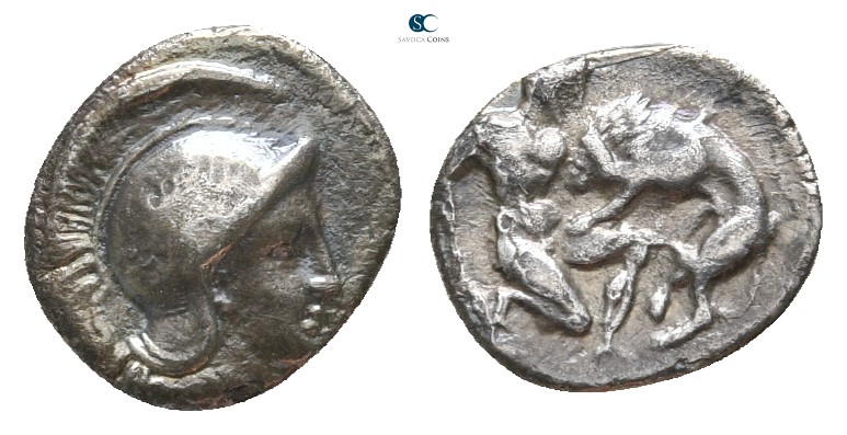 Calabria. Tarentum circa 400-250 BC. 
Diobol AR

13 mm., 1,08 g.



very ...