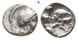 Calabria. Tarentum 400-250 BC. Diobol AR