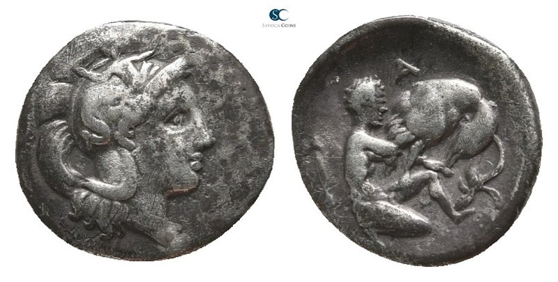 Calabria. Tarentum circa 400-250 BC. 
Diobol AR

13 mm., 1,14 g.



very ...