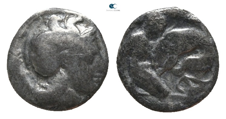 Calabria. Tarentum circa 400-250 BC. 
Diobol AR

12 mm., 1,02 g.



nearl...